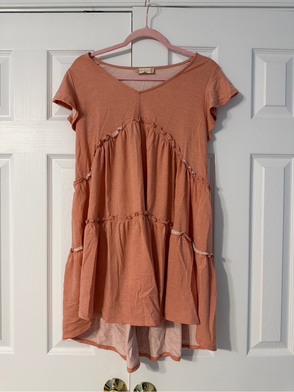 Altar'd State Rust Tiered V-Neck Dress